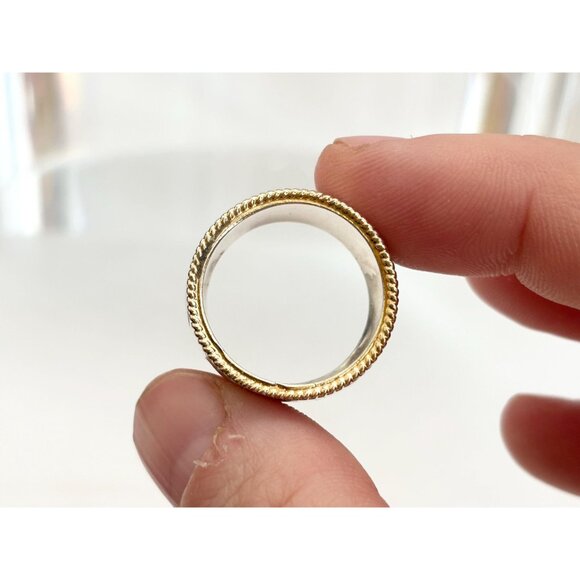 Thai Made Two Toned Floral Hand Carved 925 Sterling Silver Vintage Ring - sz 7.5 - Picture 9 of 13